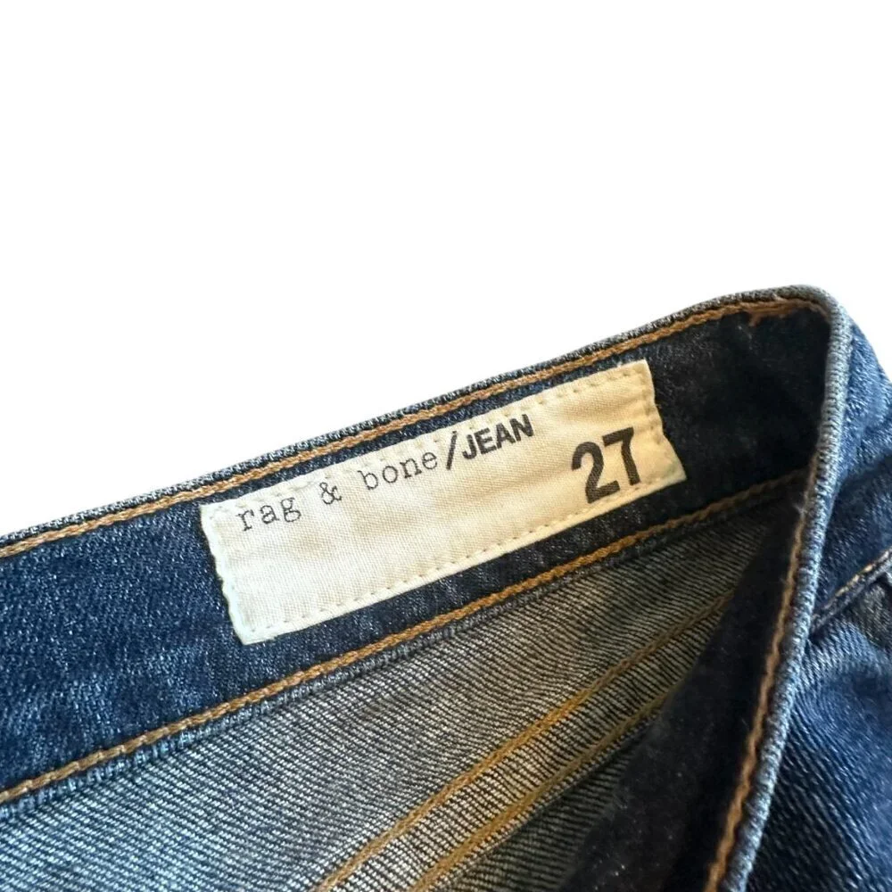 Rag & Bone Dre Skinny Jeans Mable Wash Denim Distressed Raw Hem Size 27 Women's